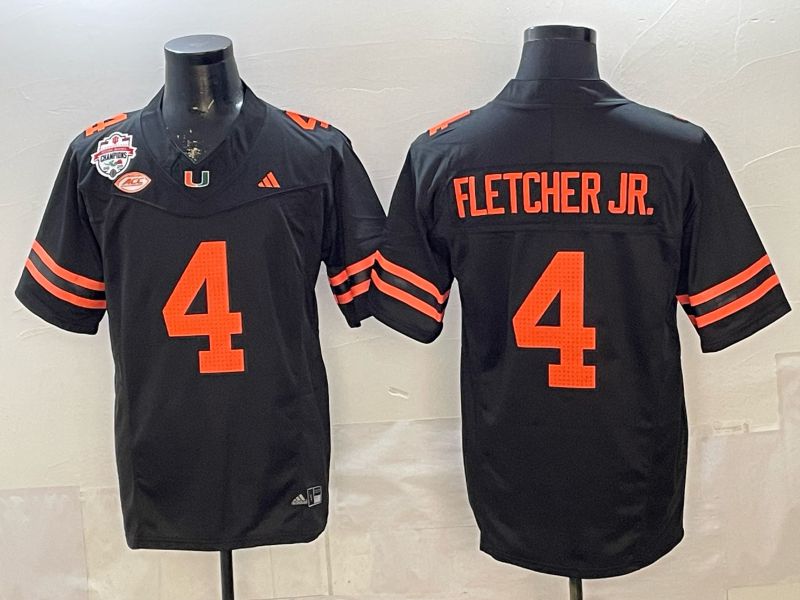 Men 2026 Miami Hurricanes #4 Fletcher jr Black 3th generations Limited NCAA Jersey 0017->ncaa teams->NCAA Jersey